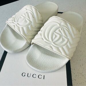 Gucci GG White Quilted Slide